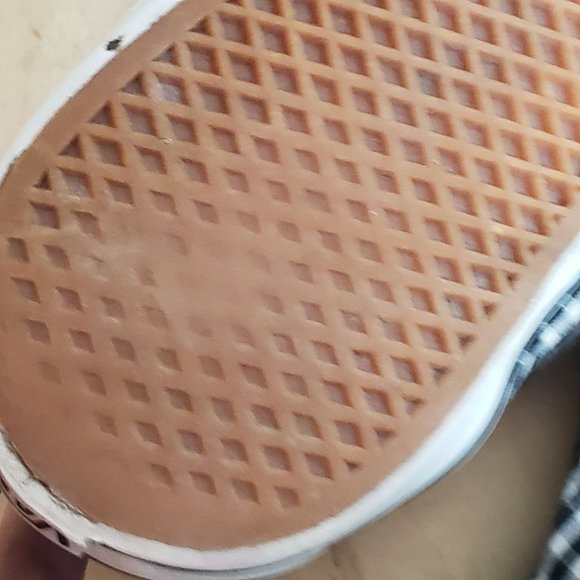 Vintage Vans Black White Lace Up Low Top Worn Spots On Sole Wmns 10 Plaid Check - Picture 10 of 12